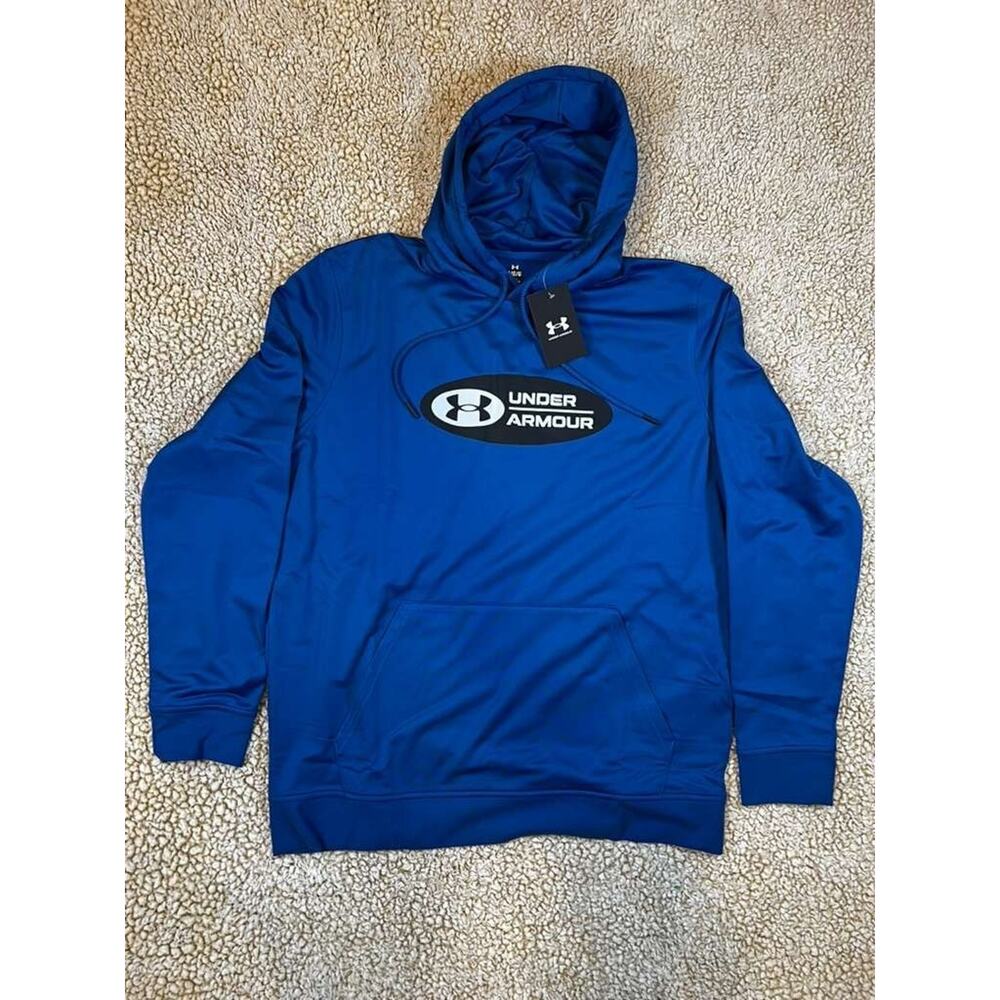 Under Armour Men’s Large Blue Hoodie UA Tricot Pop Logo Loose Fit NWT